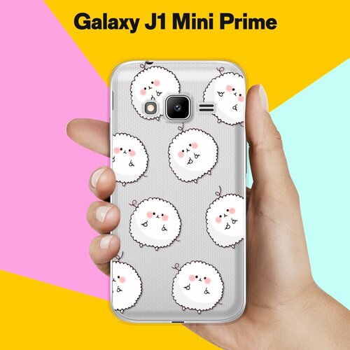 Силиконовый чехол на Samsung Galaxy J1 Mini Prime Белые ежики / для Самсунг Галакси Джей 1 Мини Прайм