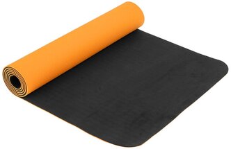 Коврик Sangh Yoga mat двухцветный, 183х61х0.6 см оранжевый однотонный