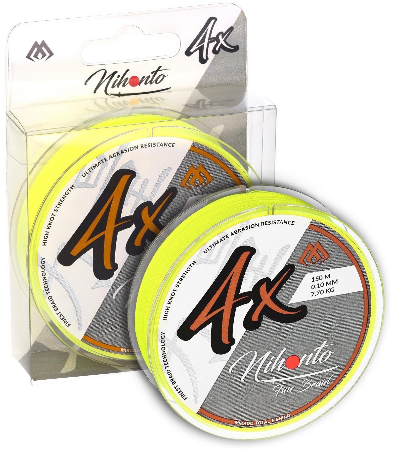 Плетеный шнур Mikado NIHONTO FINE BRAID 0,20 fluo (150 м) - 16.60 кг. Z19F-020