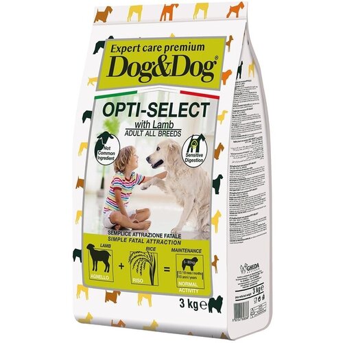 Сухой корм Dog&Dog Expert Premium Opti-Select для взрослых собак с ягненком 3 кг