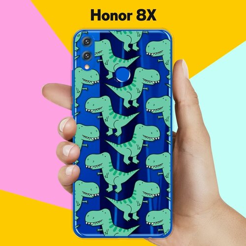 Силиконовый чехол Динозавры на Honor 8X силиконовый чехол на honor 8 хонор 8 несобранный букет прозрачный
