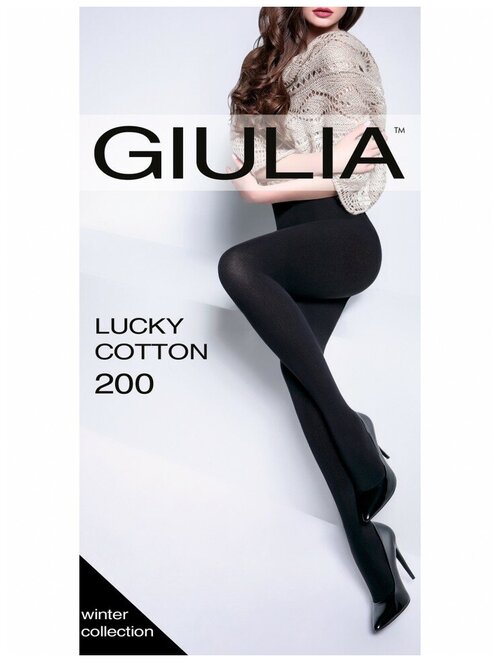 Колготки  Giulia Lucky Cotton, 200 den, размер 5, черный