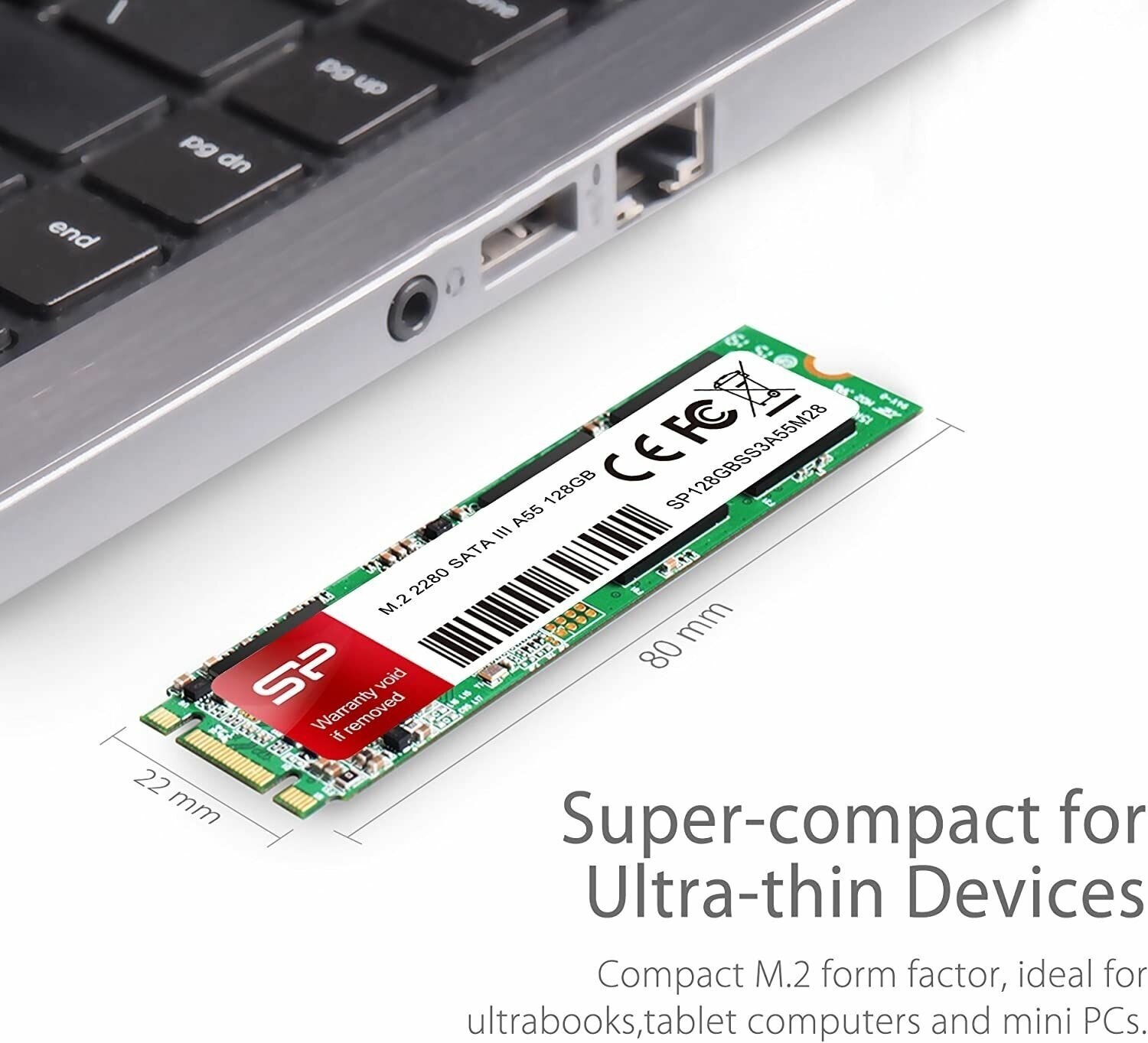 Накопитель SSD M.2 2280 Silicon Power A55 128GB SATA 6Gb/s 3D TLC 560/480MB/s MTBF 1.5M - фото №4
