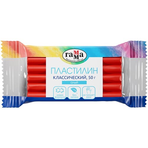 Пластилин Гамма Классический, алый, 50г, 2 штуки