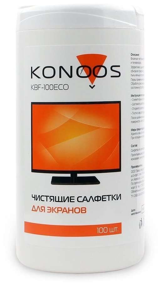 Салфетки для ЖК-экранов в банке Konoos KBF-100ECO