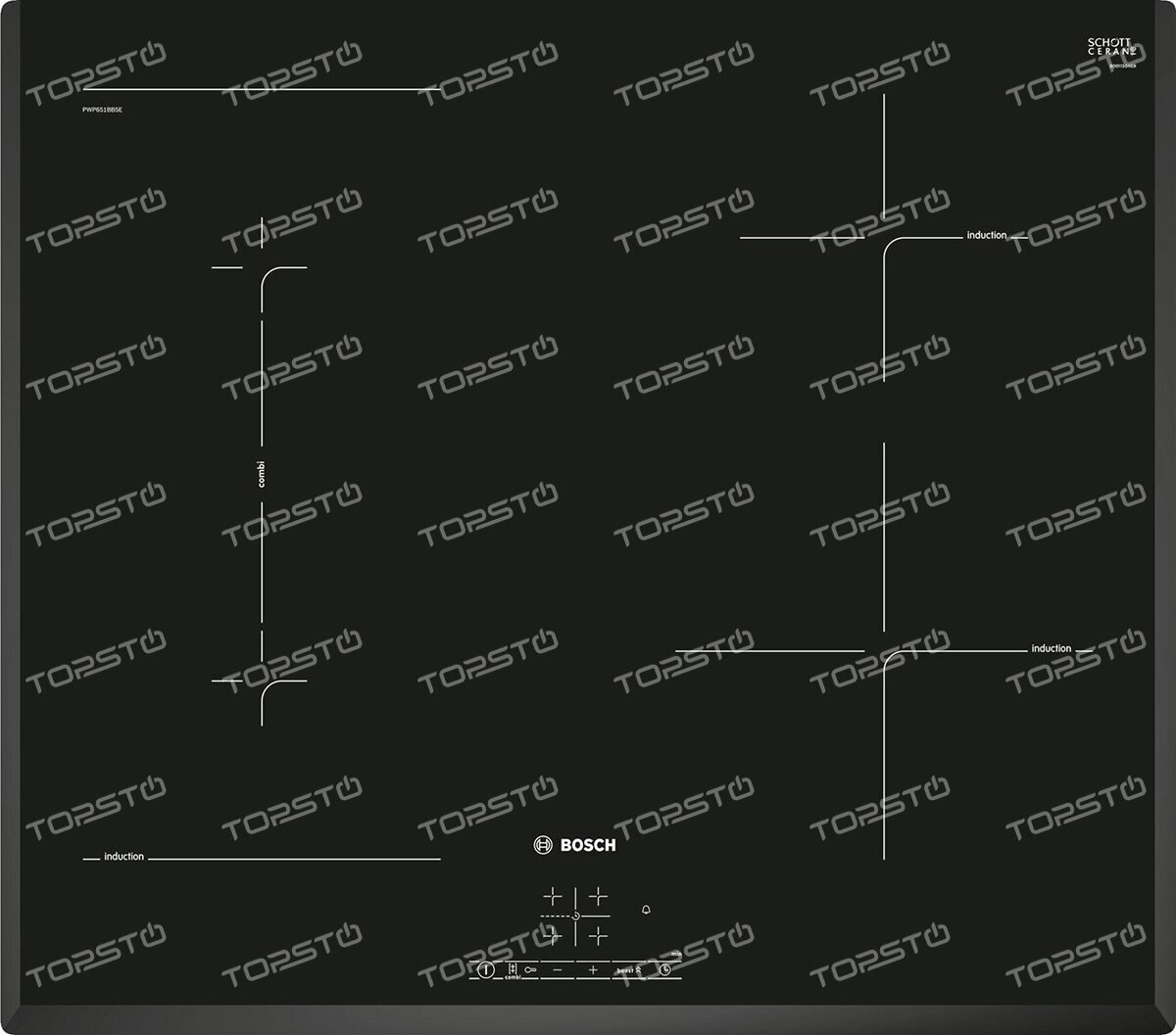 Электрическая варочная поверхность (индукция) Bosch PWP651BB5E (4 конф,сенс.упр,4.6 кВт)черная - фотография № 7