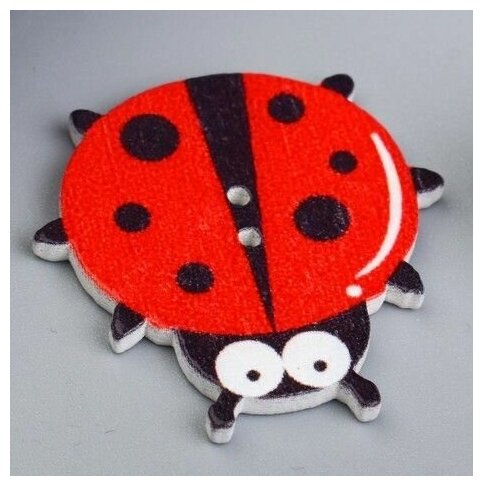 Пуговки Божьи коровки   пуговицы декоративные для рукоделия красно черные деревянные  3х2 7 см набор 10 штук