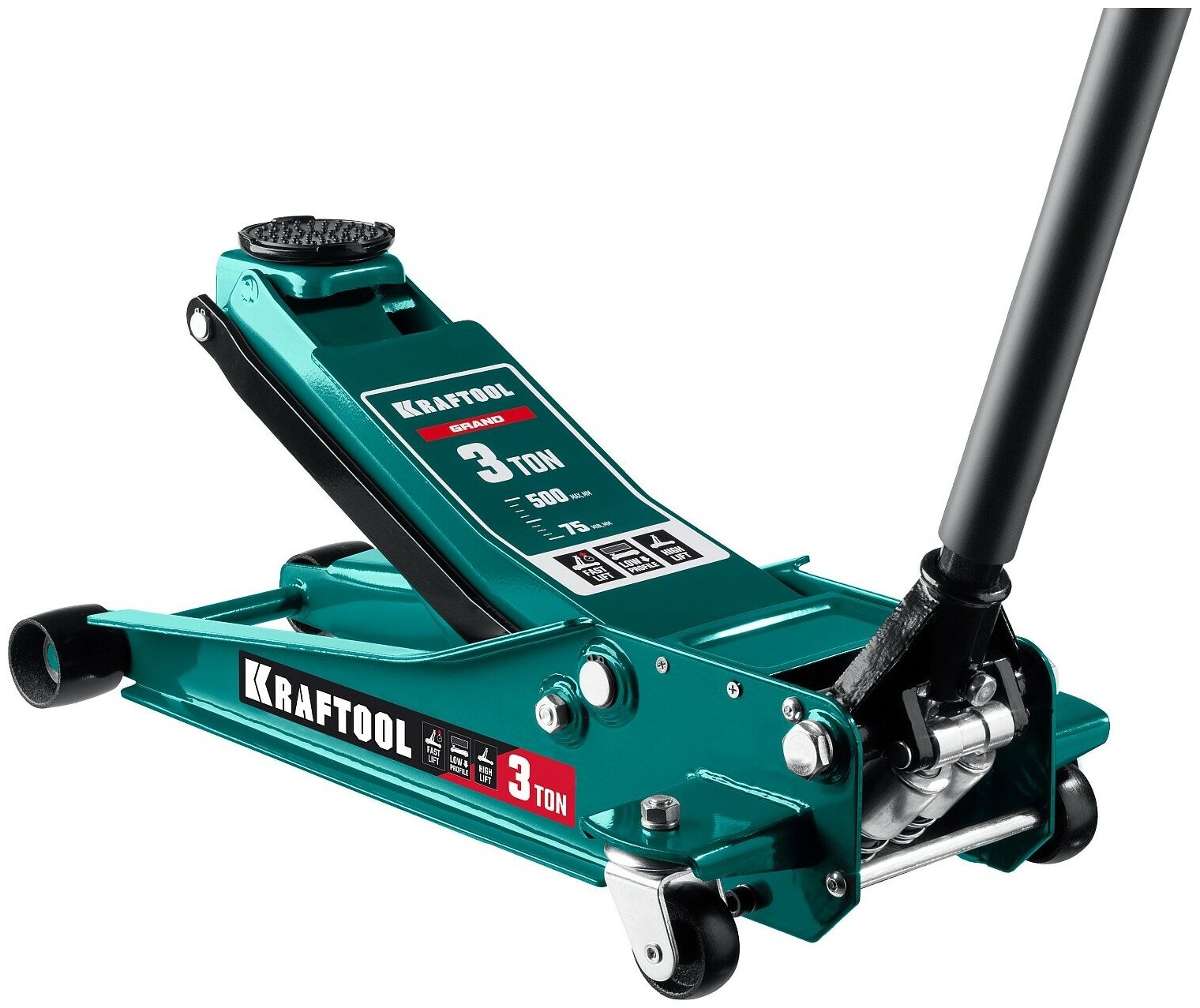 фото Домкрат подкатной KRAFTOOL GRAND универсальный для сто, 75-500мм, 3т 43451-3