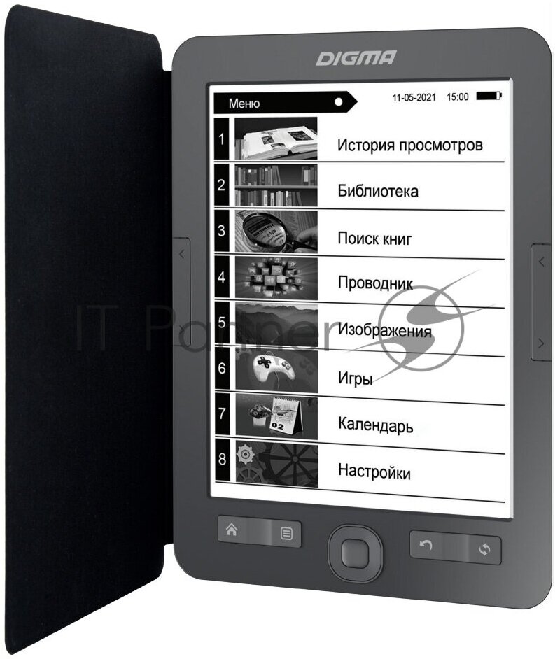 Электронная книга Digma M1 6" E-ink HD 758x1024 600MHz 128Mb/4Gb/SD/microSDHC темно-серый (в компл: