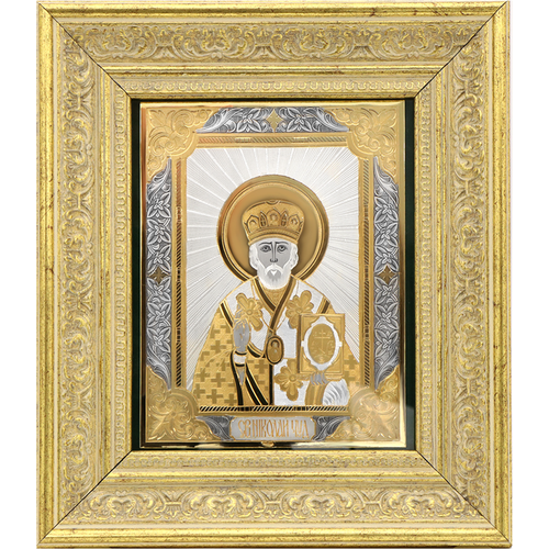 Икона из серебра ручной работы Святитель Николай Чудотворец 9803007-з, Серебро 925°