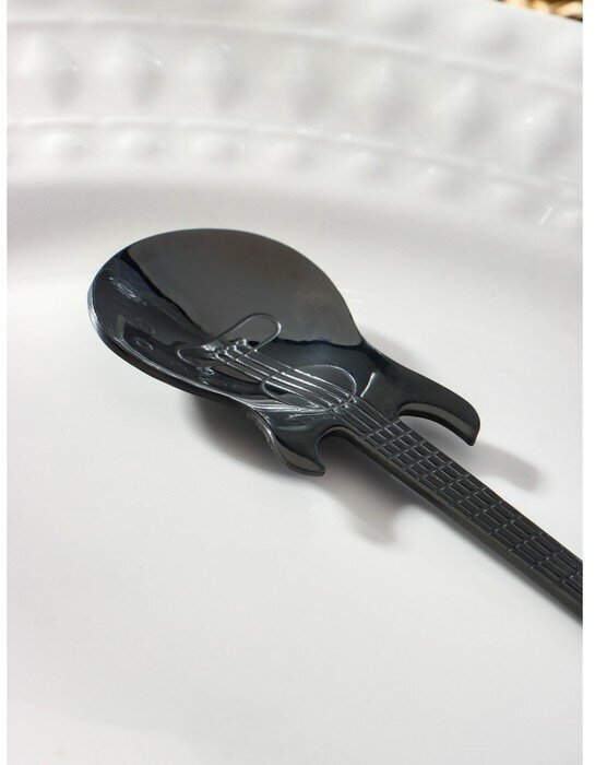 Ложка десертная из нержавеющей стали Magistro «Гитара», h=12 см, цвет чёрный - фотография № 2