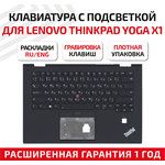 Клавиатура (keyboard) RVWV-84US для ноутбука Lenovo ThinkPad Yoga X1 2nd Gen 2017, черная с подсветкой топ-панель - изображение