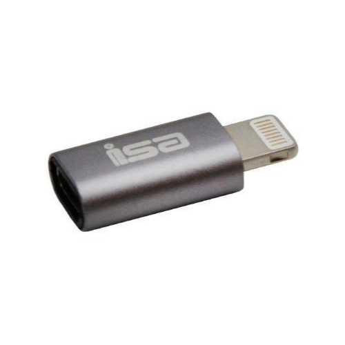 Переходник/адаптер isa Lightning - MicroUSB (IS117112), серый переходник micro usb на lightning isa p 05 алюминий серый