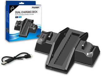 Dobe Подставка с функцией зарядки геймпадов Dual Charging Dock для Playstation 4/4 Pro (TP4-805), черный, 1 шт.