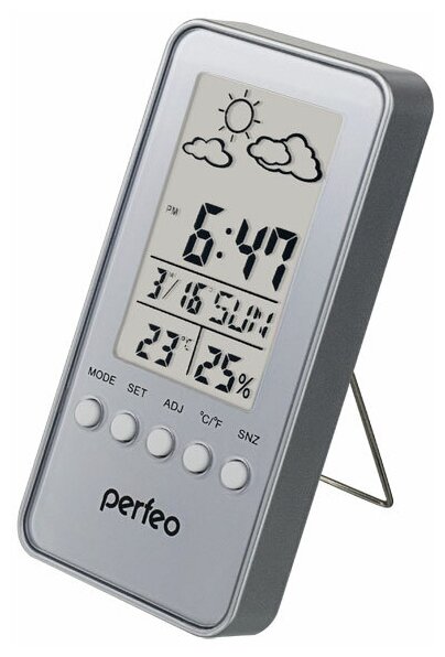Часы-метеостанция Perfeo "Window", серебряный PF-S002A - фотография № 1