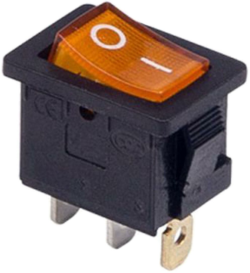 Выключатель клавишный Rexant Mini ON-OFF желтый с подсветкой (250В 6А (3с)) {36-2152} - фотография № 4