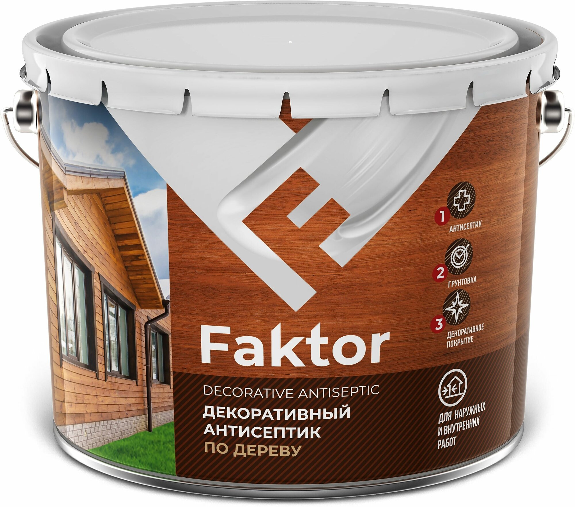Антисептик FAKTOR для защиты и тонирования древесины 3в1 палисандр 7,6 кг