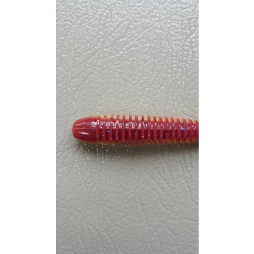 Мягкая силиконовая приманка Свинг Фат (Ribbed Worm) 150мм, 2 шт. Розово-желтый (Pion Сhartreuse).