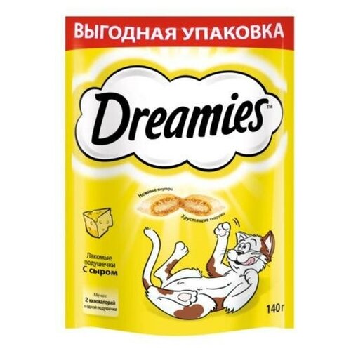 Лакомство Dreamies для кошек, сыр, 140 г