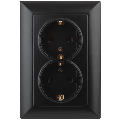 Розетка двойная Intro Solo 4-205-05 с заземлением скрытой установки 16А 250В антрацит