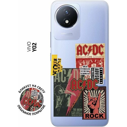 Силиконовый чехол с принтом AC/DC Stickers для Vivo Y02 / Виво У02 силиконовый чехол с принтом corgi pattern для vivo y02 виво у02