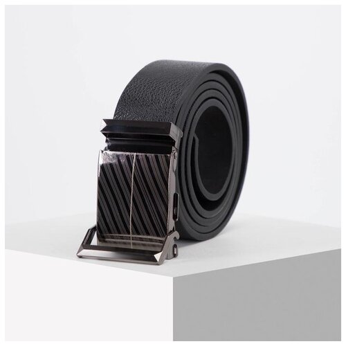 фото Ремень муж 07-01-02-03 3,6*0,5*125 денис, гладкий, автомат, черный 5433371 сима-ленд