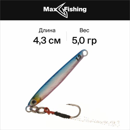 фото Блесна колеблющаяся пилькер major craft jigpara micro slim 5гр #004 blue pink