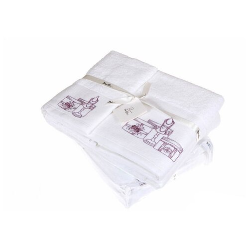 фото Devilla полотенце от кутюр цвет: белый-розовый (70х140 см) br39739