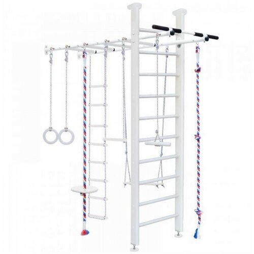 Шведская стенка для детей с рукоходом Flora Цвет: Вишня Цвет металла: Серебряный