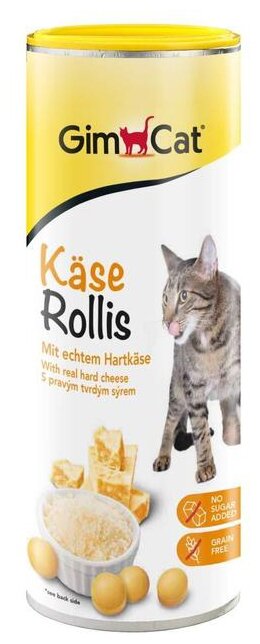 Лакомство для кошек GimCat Käse-Rollis Сырные шарики, 425 г - фотография № 1