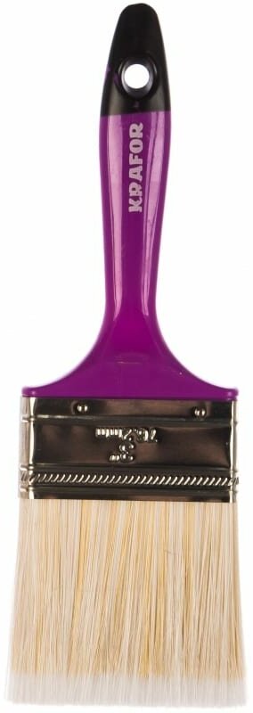 Кисть плоская Krafor №3 (75 мм) искусственная щетина, пластиковая ручка