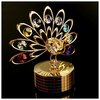 Музыкальный сувенир с кристаллами Swarovski Павлин золото 13,3х13,1 см 4266210 - изображение