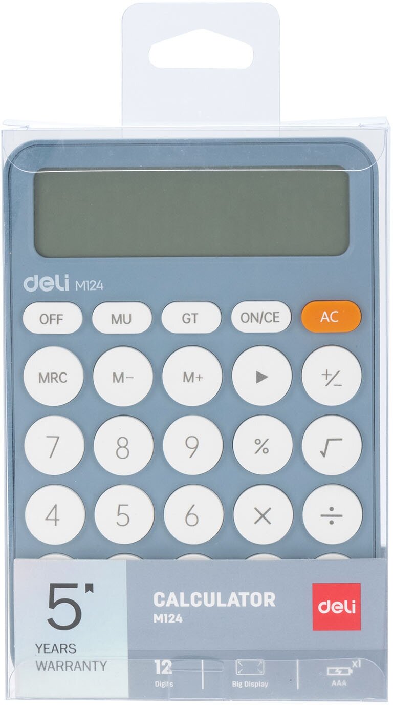 Калькулятор настольный Deli EM124BLUE синий 12-разрядов