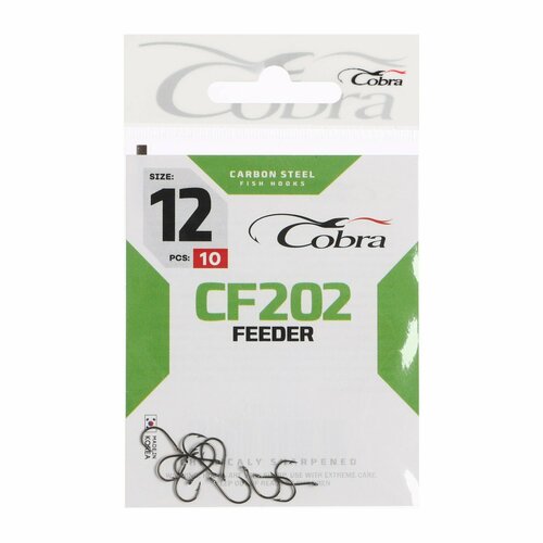 крючки cobra feeder серия cf202 6 10 шт Крючки Cobra FEEDER, серия CF202, № 12, 10 шт.
