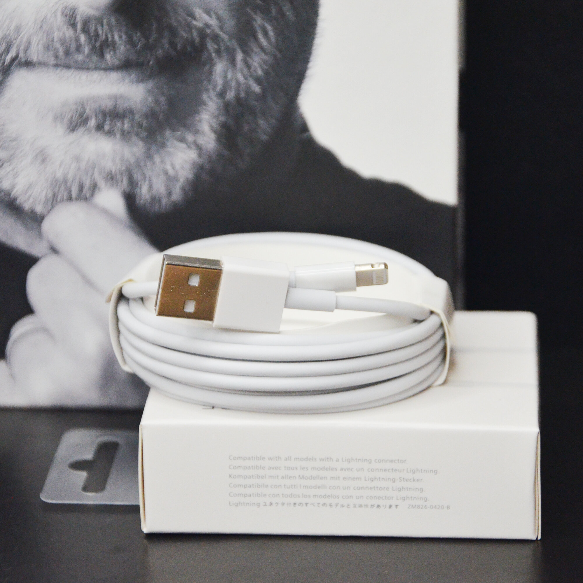 Кабель USB Lightning 2 метра 2,1А, зарядка для iPhone, iPad, iPod, белый — фото 1