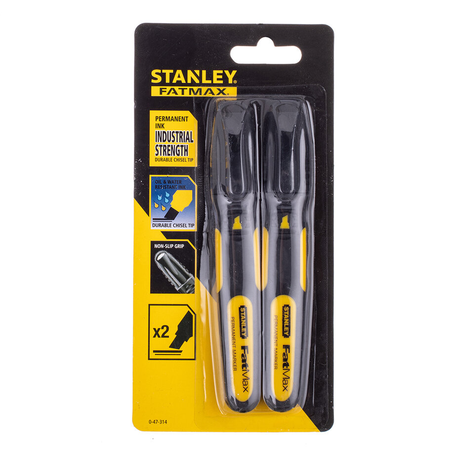 Набор из 2 х черных маркеров  FatMax  с плоским наконечником Stanley 0 47 314