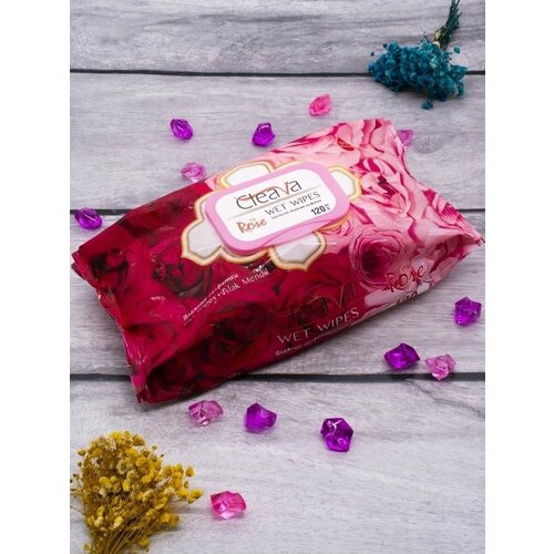 Салфетки влажные большие ROSE с ароматом свежей розы 120 шт