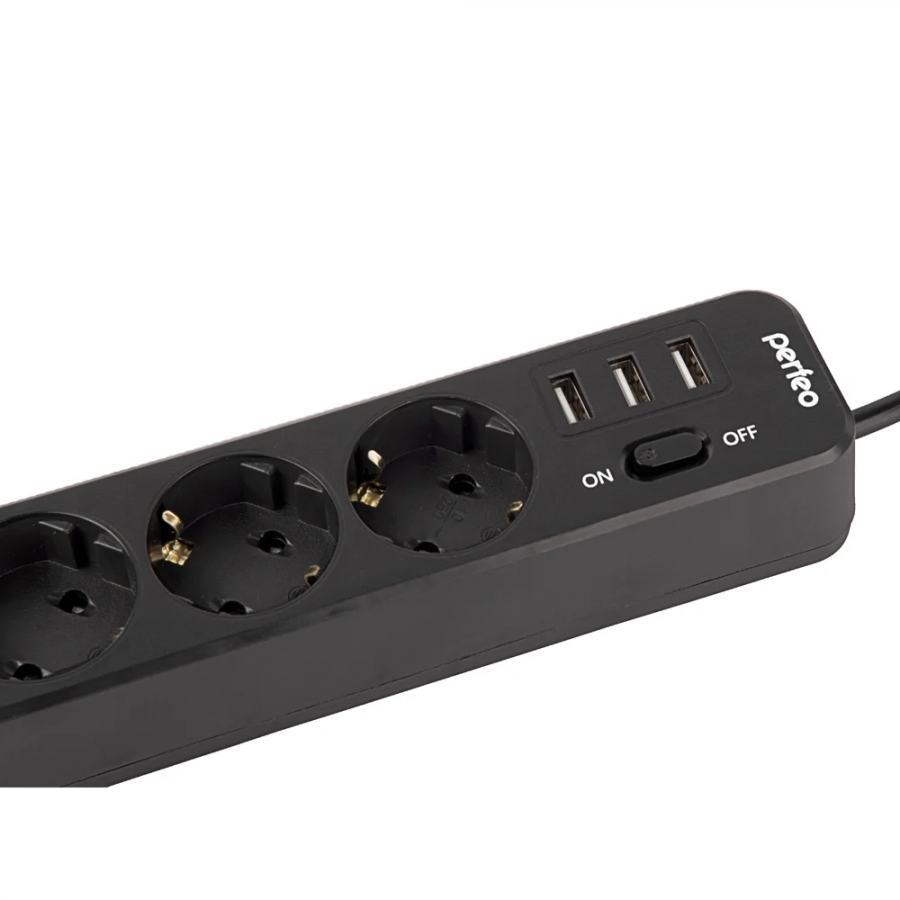 Сетевой фильтр Perfeo Power stream USB, 3 розетки, с/з, 10А / 2500 Вт — фото 7