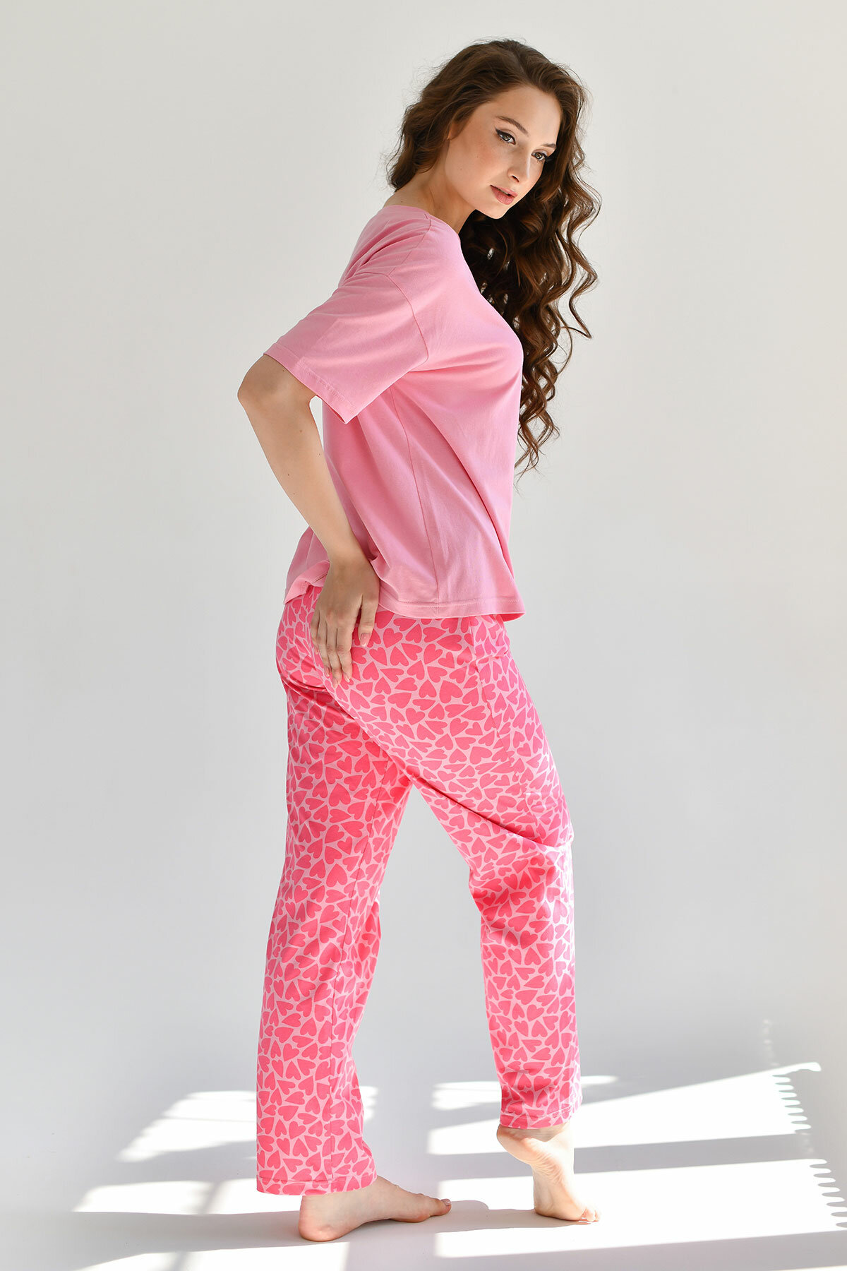 Пижама Оптима Трикотаж, футболка, брюки, короткий рукав, карманы, размер 50, розовый - фотография № 4