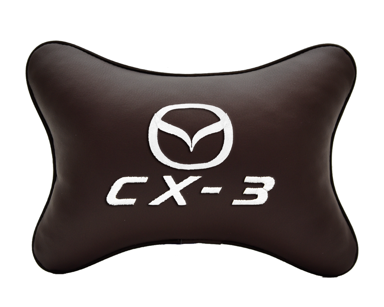 Подушка на подголовник экокожа Coffee с логотипом автомобиля MAZDA CX-3
