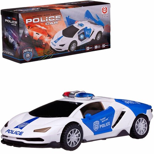 Машинка на батарейках Полиция (движение+вращение), со световыми и звуковыми эффектами, в коробке - Junfa Toys [WB-02448]