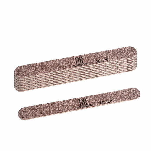 TNL, набор пилок для ногтей тонкая 80/120 улучшенное качество (деревянная основа, коричневые), 10 ш