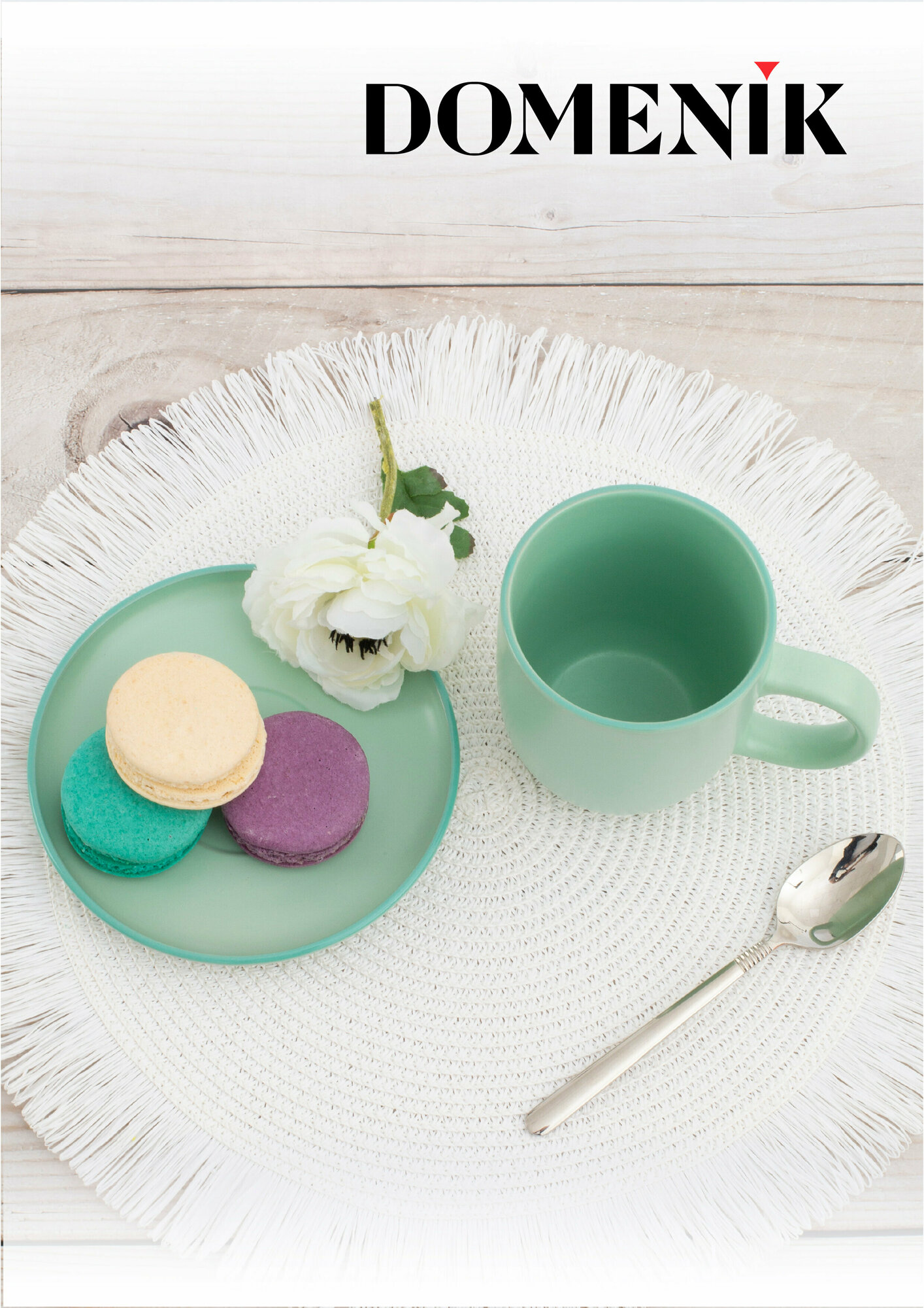 Кружка DOMENIK MACARONS, 450 мл, керамика, для СВЧ, с ручкой, зелено-голубая — фото 1