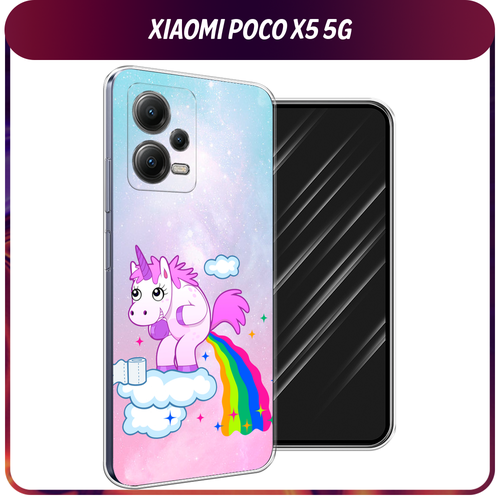 Силиконовый чехол на Xiaomi Poco X5 5G / Сяоми Поко X5 5G Единорог какает силиконовый чехол на xiaomi poco x5 5g сяоми поко x5 5g капли на стекле