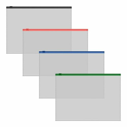 Папка-конверт на ZIP-молнии А5+, 140 мкм, Fizzy Clear, прозрачная, с цветной молнией, микс 12 шт папка конверт на молнии zip lock а5 1school милитари цвет 2 шт у