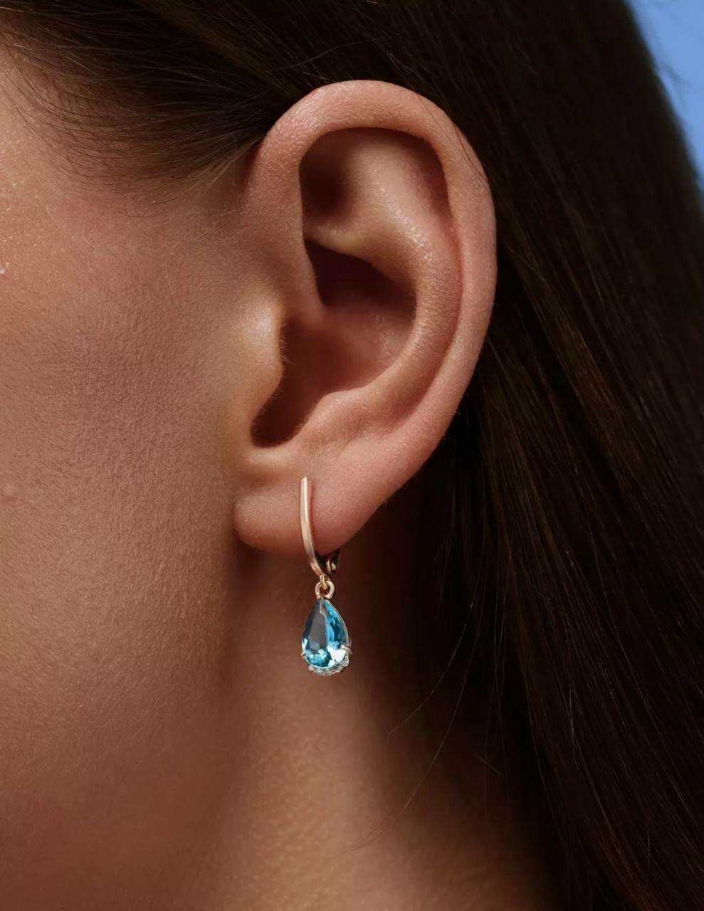 Серьги с подвесками Argentum, серебро, 925 проба, золочение, фианит, топаз синтетический, размер 7 мм, длина 2.7 см, , золотистый