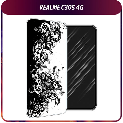 Силиконовый чехол на Realme C30S 4G / Реалми С30S 4G Черно белый узор силиконовый чехол на realme c30s 4g реалми с30s 4g лес 20