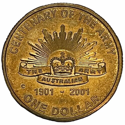 2001 монета австралия 2001 год 1 доллар австралия 100 лет федерации цветная бронза proof Австралия 1 доллар 2001 г. (100 лет армии Австралии) (Br) (C) (Лот №2)