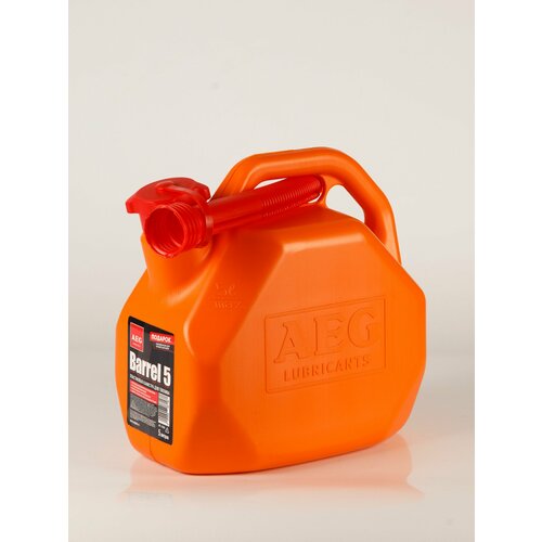 Канистра 5л усиленная с крышкой и лейкой AEG оранжевая