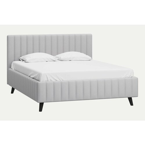 Кровать двуспальная 160х200 Kapri с мягким изголовьем, ортопедическим основанием и ножками, светло-серый